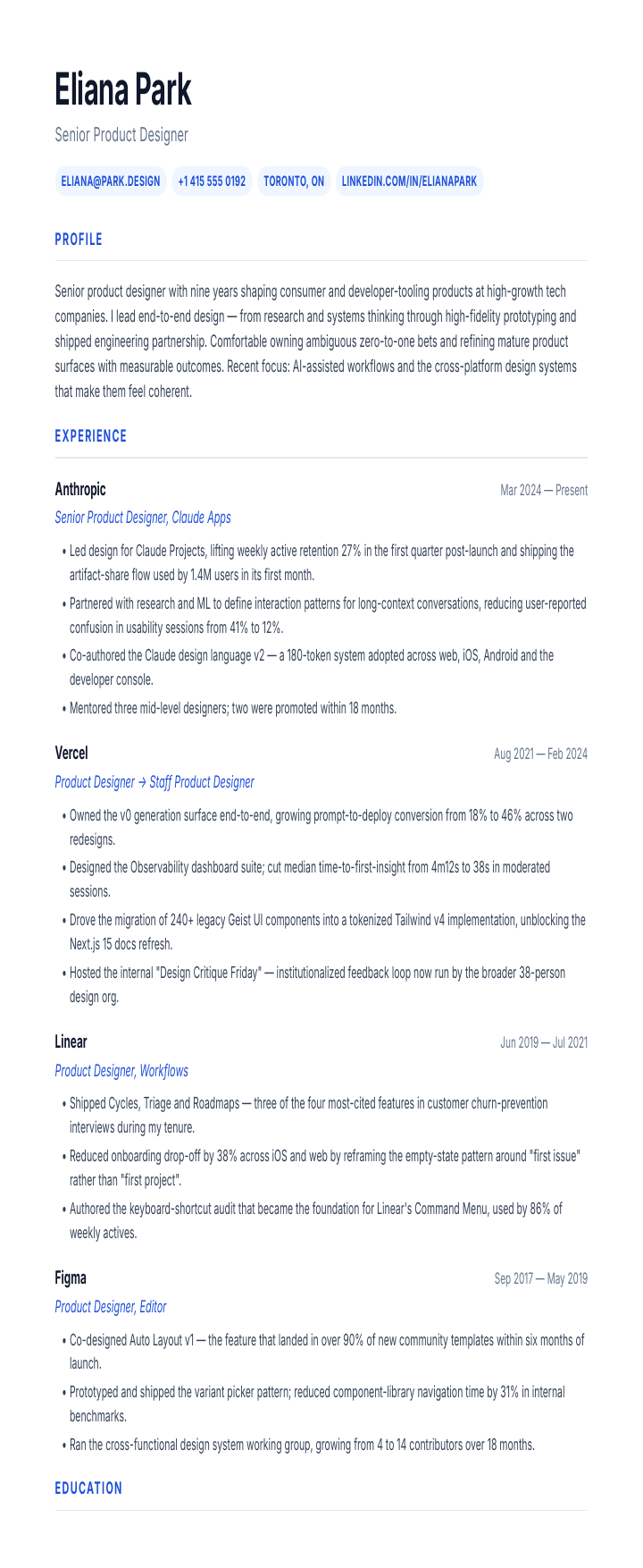 CV / résumé exported from ReflowPDF — page 1