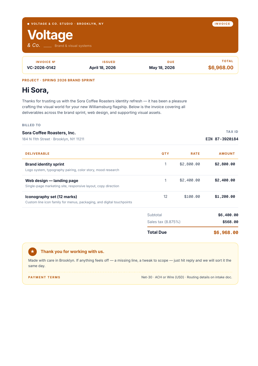 Creative Invoice template — page 1