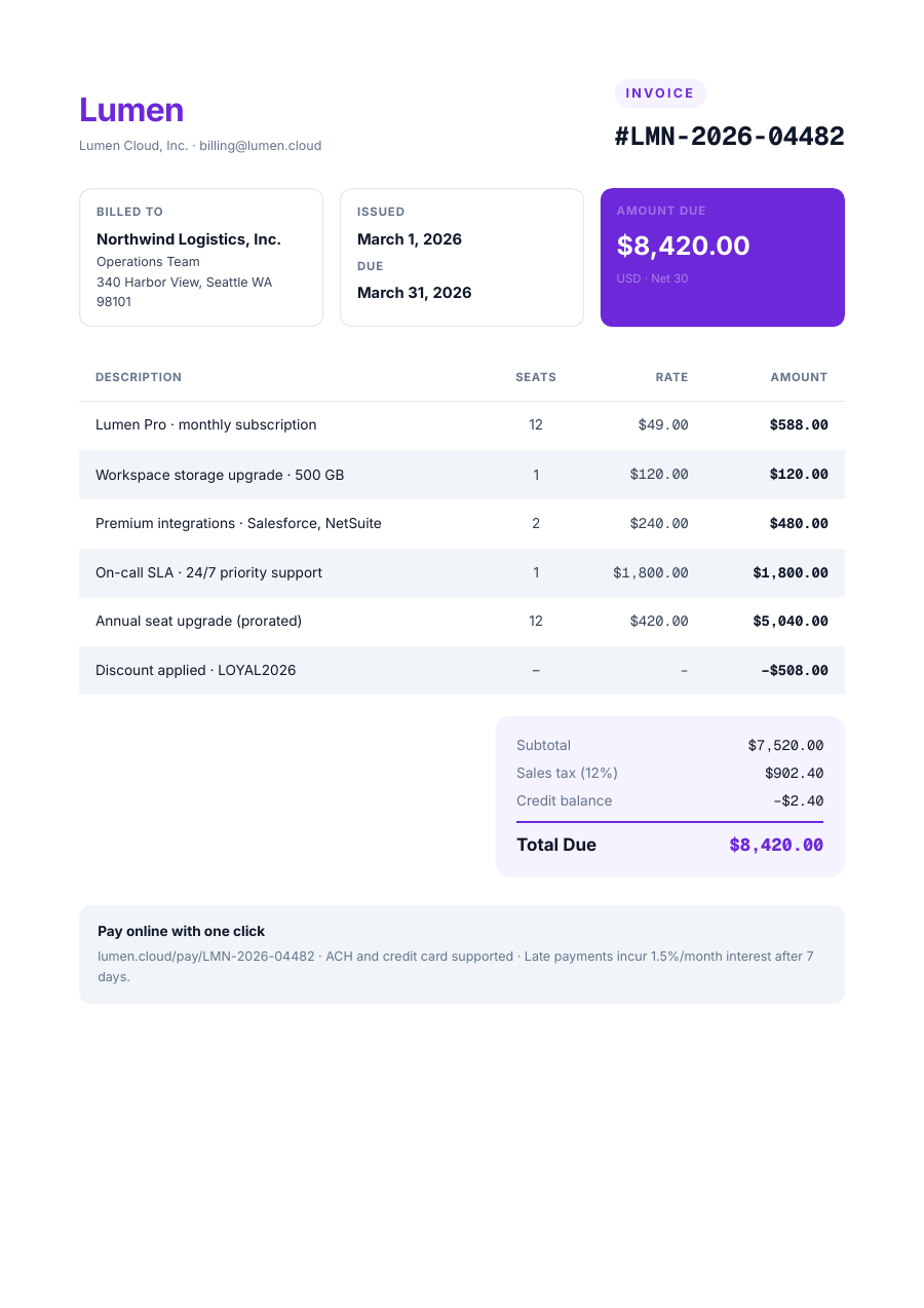 Modern Invoice template — page 1