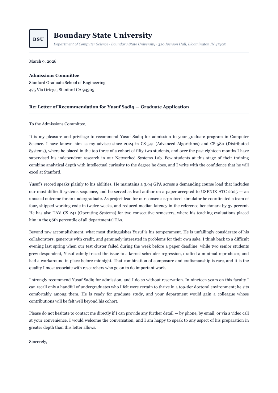 Letter of Recommendation template — page 1