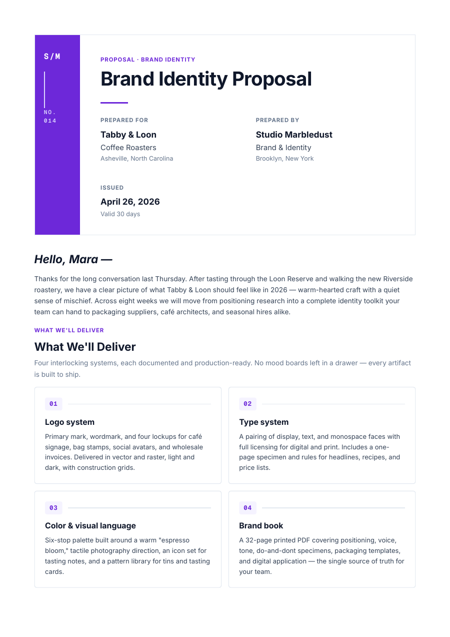 Design Proposal template — page 1