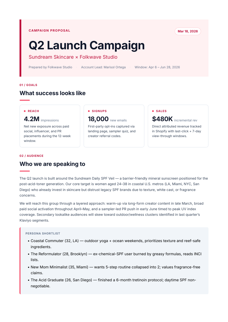 Marketing Proposal template — page 1
