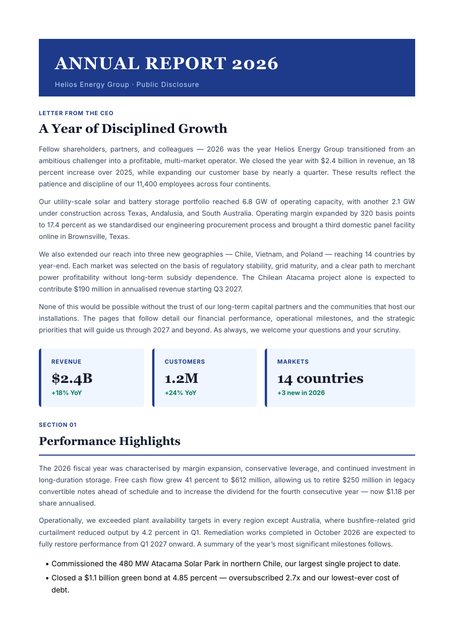 Annual Report template — page 1